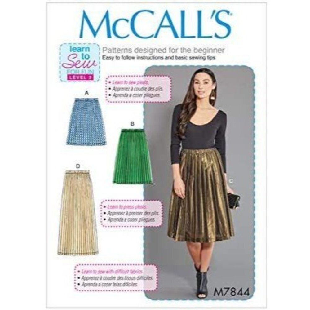 McCall's Sewing Pattern 7844 Pleated Skirt Size 8-18